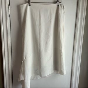 NWT ANNE KLEIN asymmetrical midi length white side slit skirt size 12